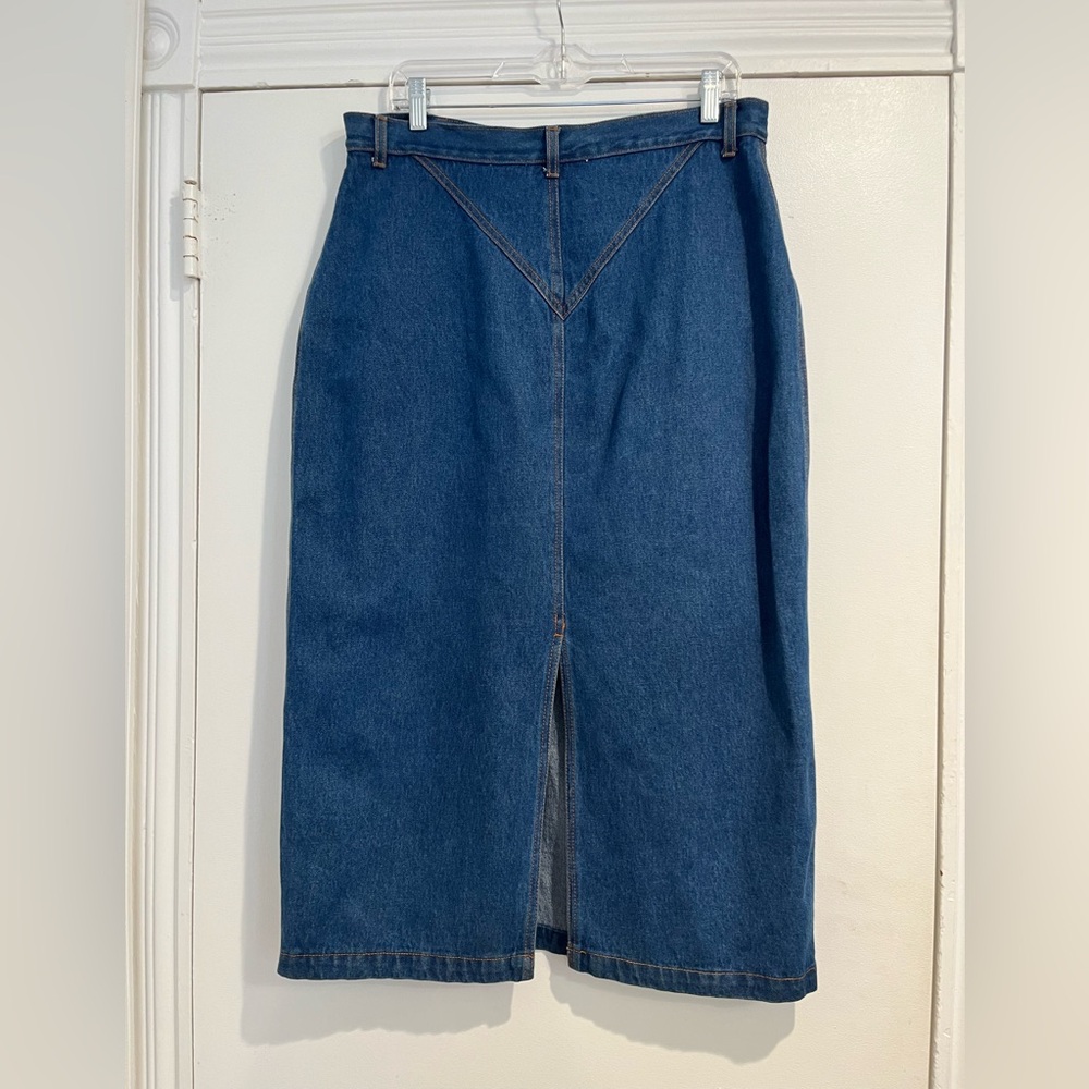 Forenza Vintage 90s Y2K Yoke‎ Front Blue Denim Skirt Sz. M - Picture 2 of 8